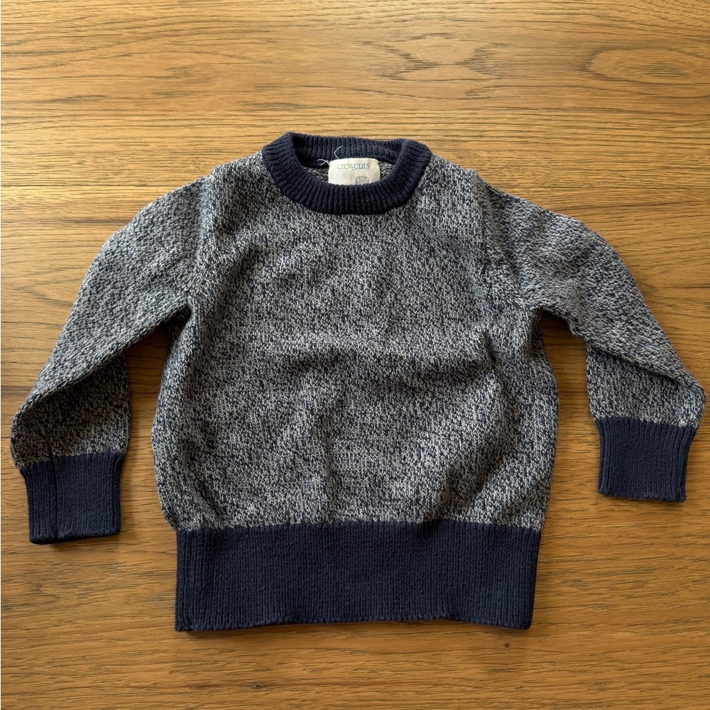 Crewcuts 2T j.crew baby boy toddler kids Gray white grey Black marbled Sweater